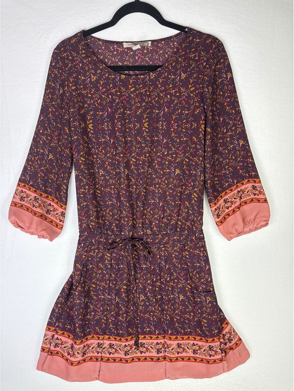 Forever 21 Floral Print Drawstring Waist Dress, Size M